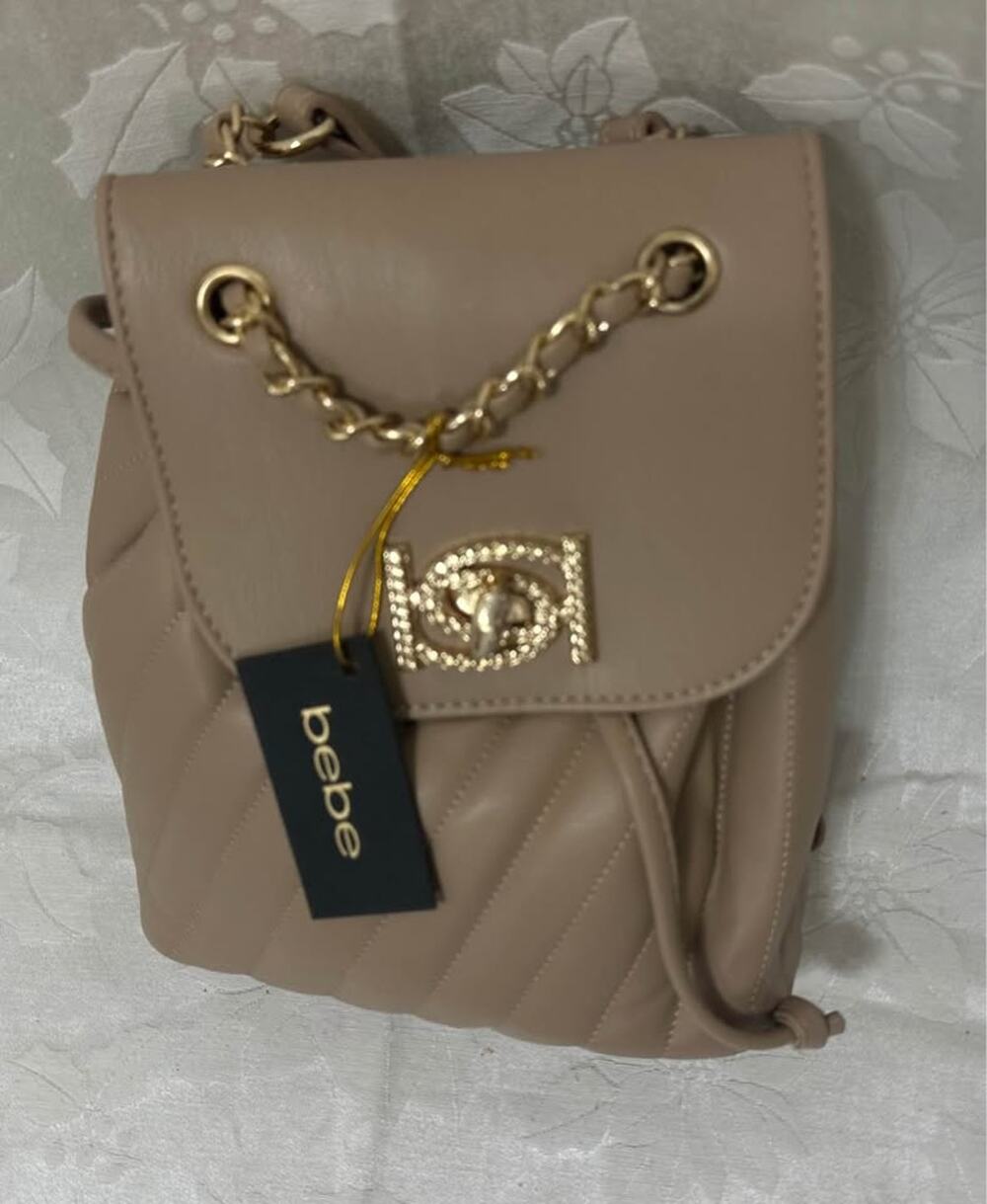 Bebe Quilted Mini Backpack tan B124-5040